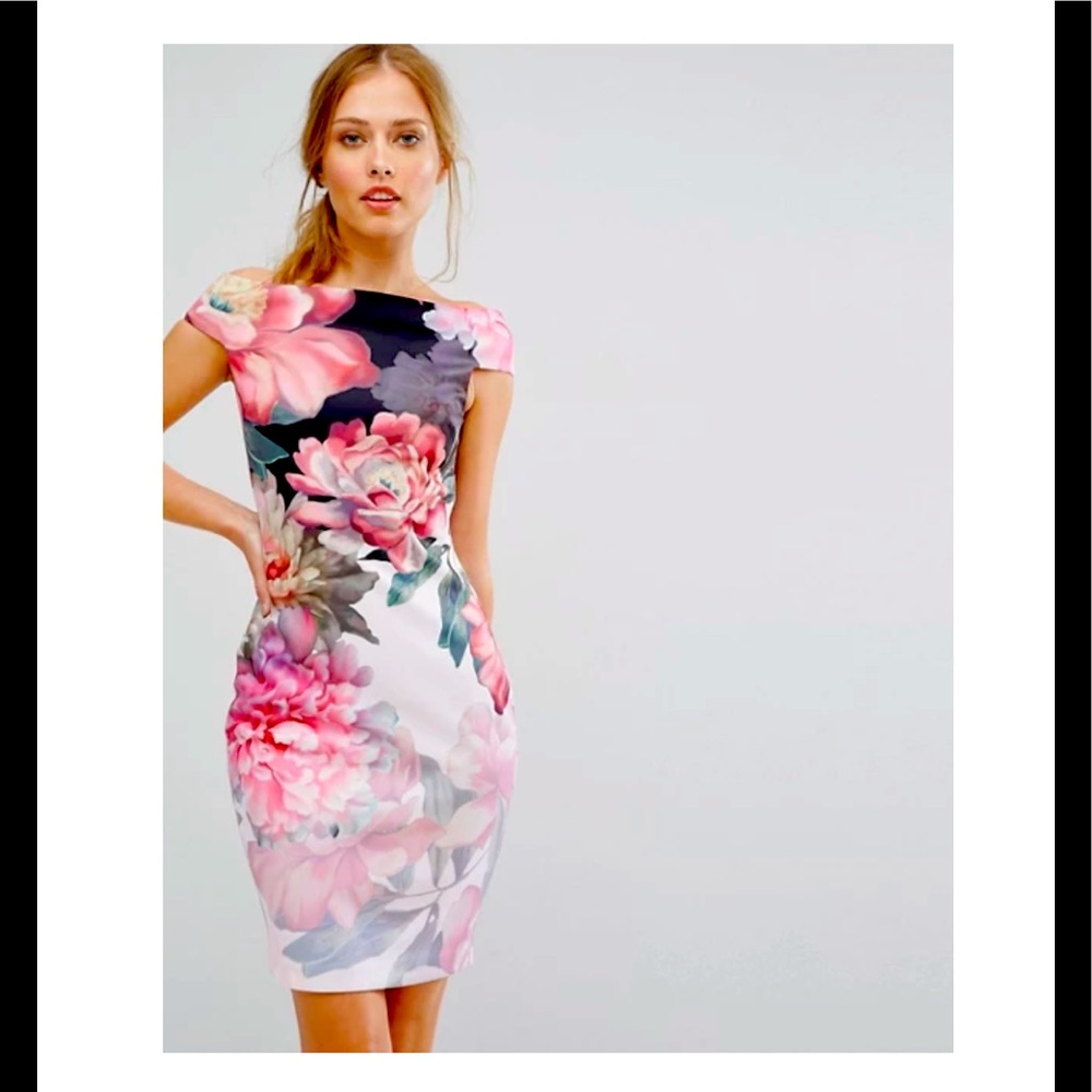 NWOT’s TED BAKER BARDOT STYLE PAINTED POSEY DRESS NEVER WORN - Picture 12 of 12